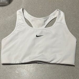 Nike White Sports Bra with Racerback Design and Compression Fit
